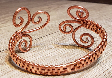 Hand Woven, Nickel Free Copper Wire Wrapped Bracelet, one size fits most