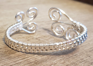 Hand Woven, Silver Filled Wire Wrapped Bracelet, one size fits most. 