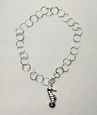 925 Sterling Silver, Wide Circle Link Bracelet, 7. 5