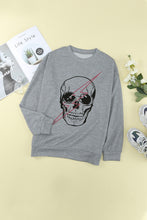 Load image into Gallery viewer, Halloween Skull and Lightning Graphic, Crew Neck, Drop Shoulder, Long Sleeve Top