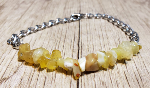 Hand Crafted All Natural Yellow Opal Gemstone & Chain Adjustable to 8