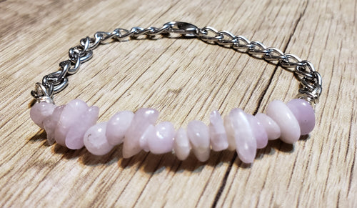 Hand Crafted All Natural Kunzite Gemstone & Chain Adjustable to 8