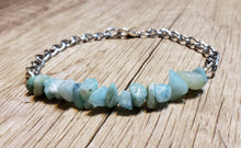 Load image into Gallery viewer, Hand Crafted All Natural Aquamarine Gemstone &amp; Chain Adjustable to 8&quot; Bracelet with Lobster Claw Clasp