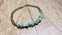 Load image into Gallery viewer, Hand Crafted All Natural Aquamarine Gemstone &amp; Chain Adjustable to 8&quot; Bracelet with Lobster Claw Clasp