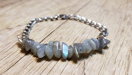 Hand Crafted All Natural Labradorite Gemstone & Chain Adjustable to 8