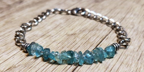 Hand Crafted All Natural Paraiba Apatite Gemstone & Chain Adjustable to 8