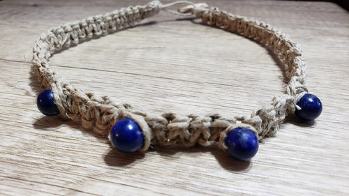 Natural Hemp & Lapis Lazuli Bead, Men's 18