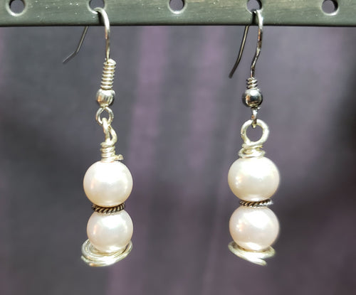 Pink Swarovski Pearls with Sterling Silver Fish Hooks Earrings