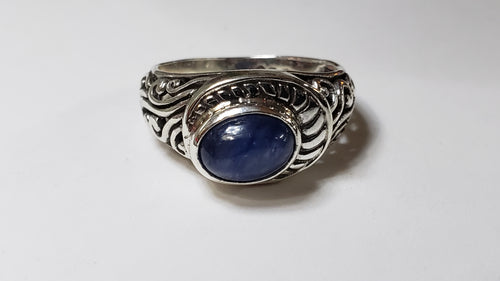 Size 6 Blue Oval Kyanite 1.6 ct set in Sterling Silver Ring