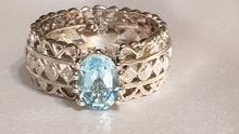 Load image into Gallery viewer, Size 7 Sky Blue Topaz 1.4 ct Platinum Bonded Brass Ring