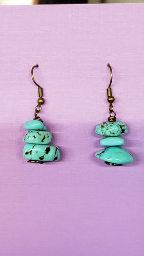 Howlite & Brass Fish Hook Earrings 