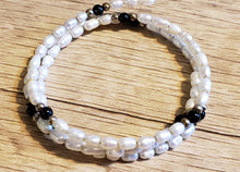 Load image into Gallery viewer, Set of 3 Natural Freshwater Pearl Memory Wire Wrap Bracelets 