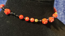 Load image into Gallery viewer, Hand Knotted Silk &amp; Red Coral Choker Necklace. Adjustable to 13&quot; with Lobster Claw Clasp.