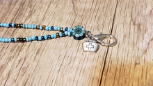 Load image into Gallery viewer, Light Blue Bead Lanyard / ID Holder, Necklace with Nursing Hat Accent