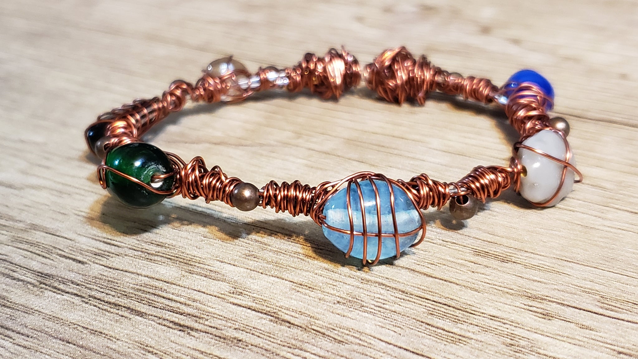 Crazy Lace Agate Gemstone Copper Handmade Wire Jewelry Adjustable Bracelet  Cuff | eBay