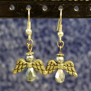 Glass & Silver Plated Angels on Fish Hooks Earrings