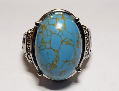 Size 6 Mohave Blue Turquoise 12.9 ct in Stainless Steel Ring

 