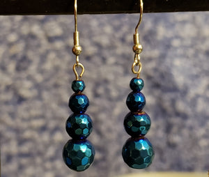 Blue Dyed Hemotite Fish Hooks Earrings