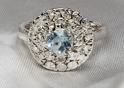 Size 6 Sky Blue Topaz & Diamond Accent in Silvertone Ring 