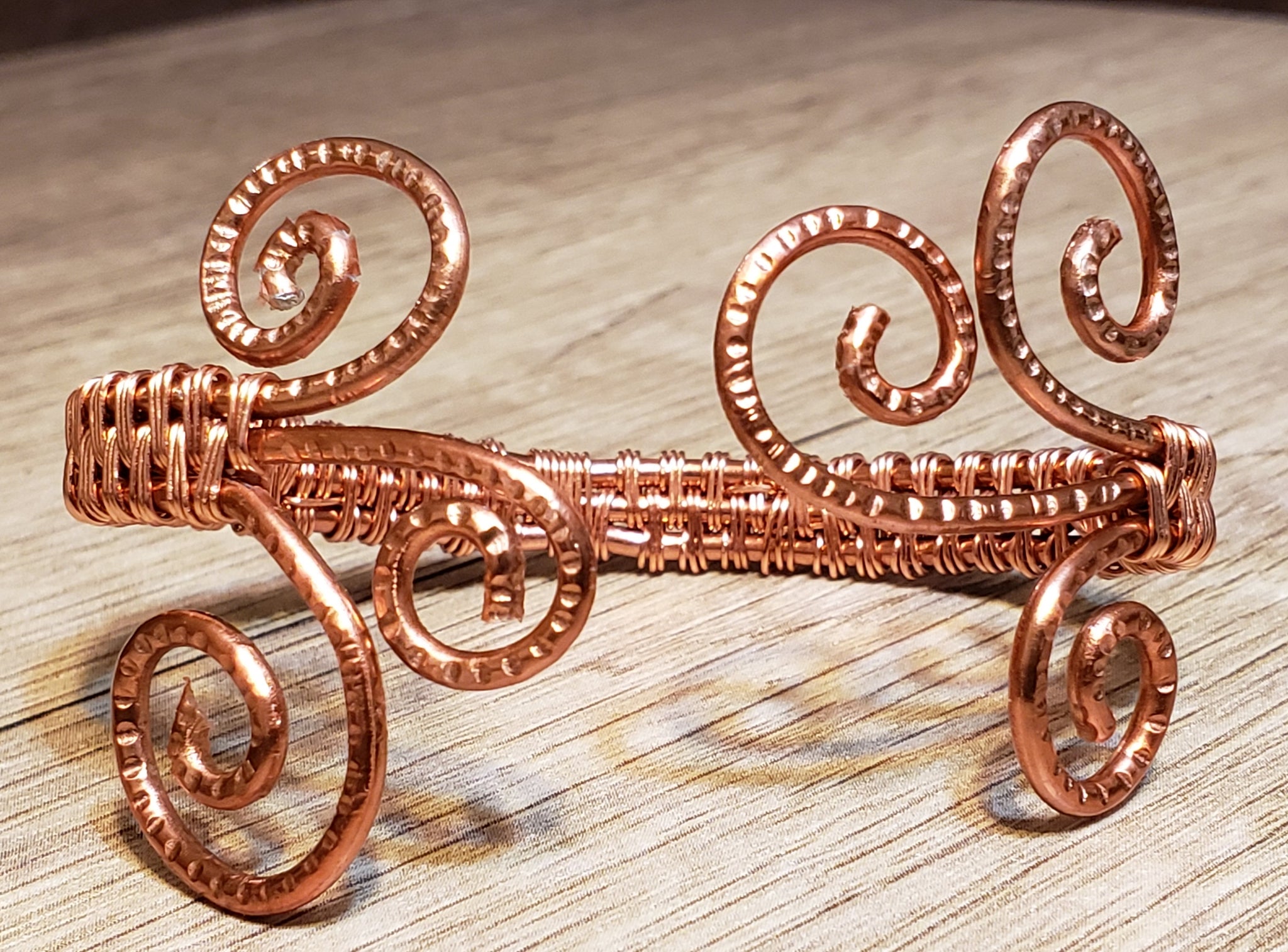 Unique Handmade Copper Wire Wrapped Bracelet for Woman Wire Woven Wire Wrap Art Jewelry Handmade 7th Anniversary Gift 17 cm | WireWrapArt