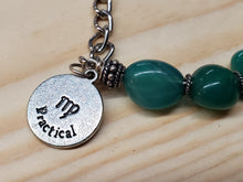 Load image into Gallery viewer, Hand Crafted Green Agate Gemstone &amp; Chain Bracelet. Adjustable to 8&quot;  with Virgo Zodiac Charm and Lobster Claw Clasp.