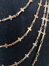 Load image into Gallery viewer, Rose Gold Ion Plated Stainless Steel, Cross Drape Necklace, Adjustable to 16&quot; with Lobster Claw Clasp