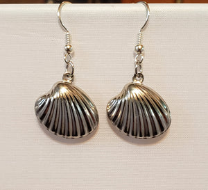 Non Tarnish Silver Tone Sea Shell on Fish Hooks Earrings