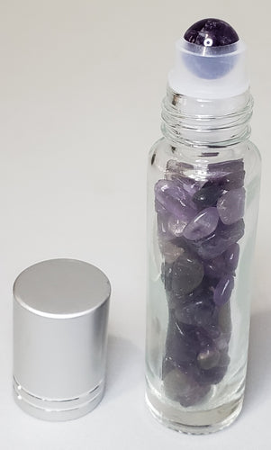 Essential Oil Roll-On Bottle (10 ml) with Natural Freeform Gemstones & Roller Ball. Choose your favorite stone.