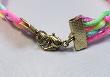 Load image into Gallery viewer, Rainbow / Multi Color Nylon Bracelet, Adjustable 7.25&quot;-7.75&quot; with Gold Tone Chain &amp; Clasp