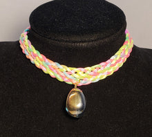 Load image into Gallery viewer, Rainbow / Multi Color Nylon Choker with Iridescent Czech Glass Drop, Adjustable 11.5&quot;-13.5&quot; with Gold Tone Chain &amp; Clasp