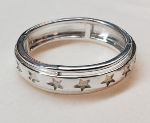 Size 11, Artisan Crafted Sterling Silver "Row of Stars" Ring 6+ gms of .925