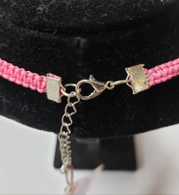 Load image into Gallery viewer, Hand Crafted Pink Nylon Necklace with Lab Created Pink Diamonds in Platinum Bonded Brass, Adjustable 17&quot;-20&quot; with Stainless Steel Chain &amp; Clasp