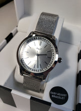 Load image into Gallery viewer, LUCY K Quartz Movement Watch with Faux MOP Dial and Mesh Strap in Silvertone