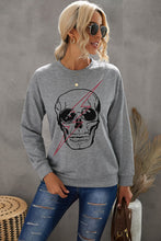 Load image into Gallery viewer, Halloween Skull and Lightning Graphic, Crew Neck, Drop Shoulder, Long Sleeve Top