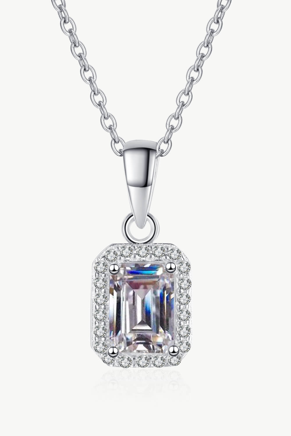 Square Moissanite Pendant on Adjustable 16