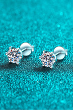 Load image into Gallery viewer, 2 Carat Inlaid Moissanite, Sterling Silver Stud Earrings