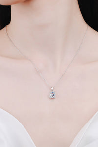 Square Moissanite Pendant on Adjustable 16" Chain Necklace