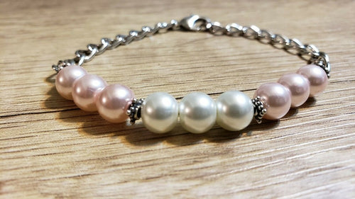 Hand Crafted Swarovski Pearls & Chain Bracelet. Adjustable to 8