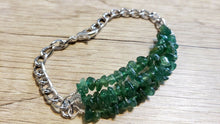 Load image into Gallery viewer, Hand Crafted All Natural Adventurine Gemstone &amp; Chain Bracelet. Triple Strand, Adjustable to 7&quot; with Lobster Claw Clasp