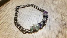 Load image into Gallery viewer, Hand Crafted All Natural Multi Color Flourite &amp; Chain Bracelet. Adjustable to 7.5&quot; with Lobster Clasp