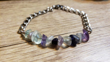 Load image into Gallery viewer, Hand Crafted All Natural Multi Color Flourite &amp; Chain Bracelet. Adjustable to 7.5&quot; with Lobster Clasp