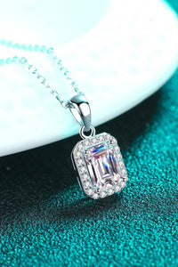 Square Moissanite Pendant on Adjustable 16" Chain Necklace