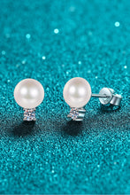 Load image into Gallery viewer, Moissanite Pearl Stud Earrings