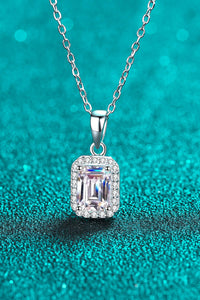 Square Moissanite Pendant on Adjustable 16" Chain Necklace