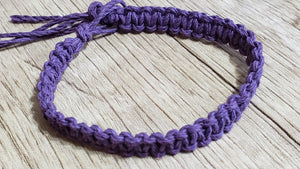 Natural Purple Dyed Hemp 6.75" Bracelet