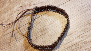 Natural Brown Dyed Hemp 6.75" Bracelet with Gold Tone Wire