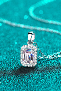 Square Moissanite Pendant on Adjustable 16" Chain Necklace